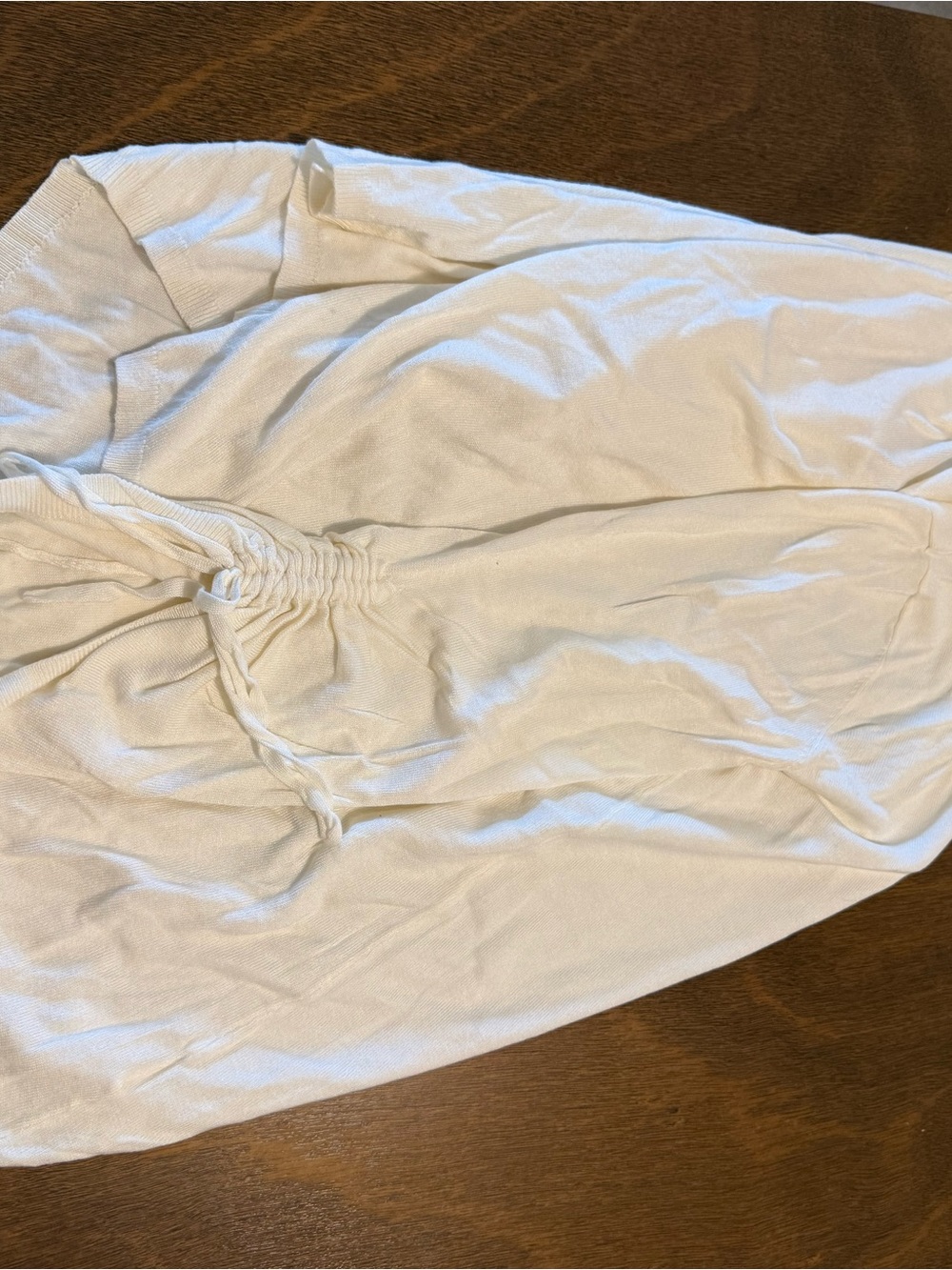 Express Cream Open-Front Ruched Sleeve Cardigan - Picture 3 of 5